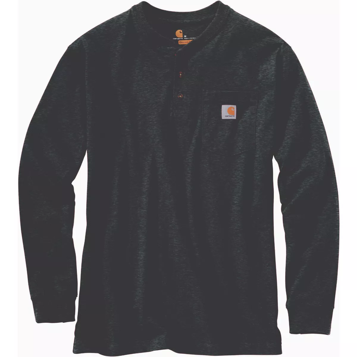Carhartt Men's 4XL Regular Carbon Heather Heavyweight Long Sleeve Pocket Henley T-Shirt, Loose Fit