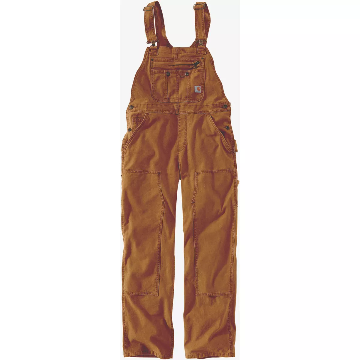 Carhartt Rugged Flex Women's Medium Tall Brown Canvas Bib Overalls, Loose Fit