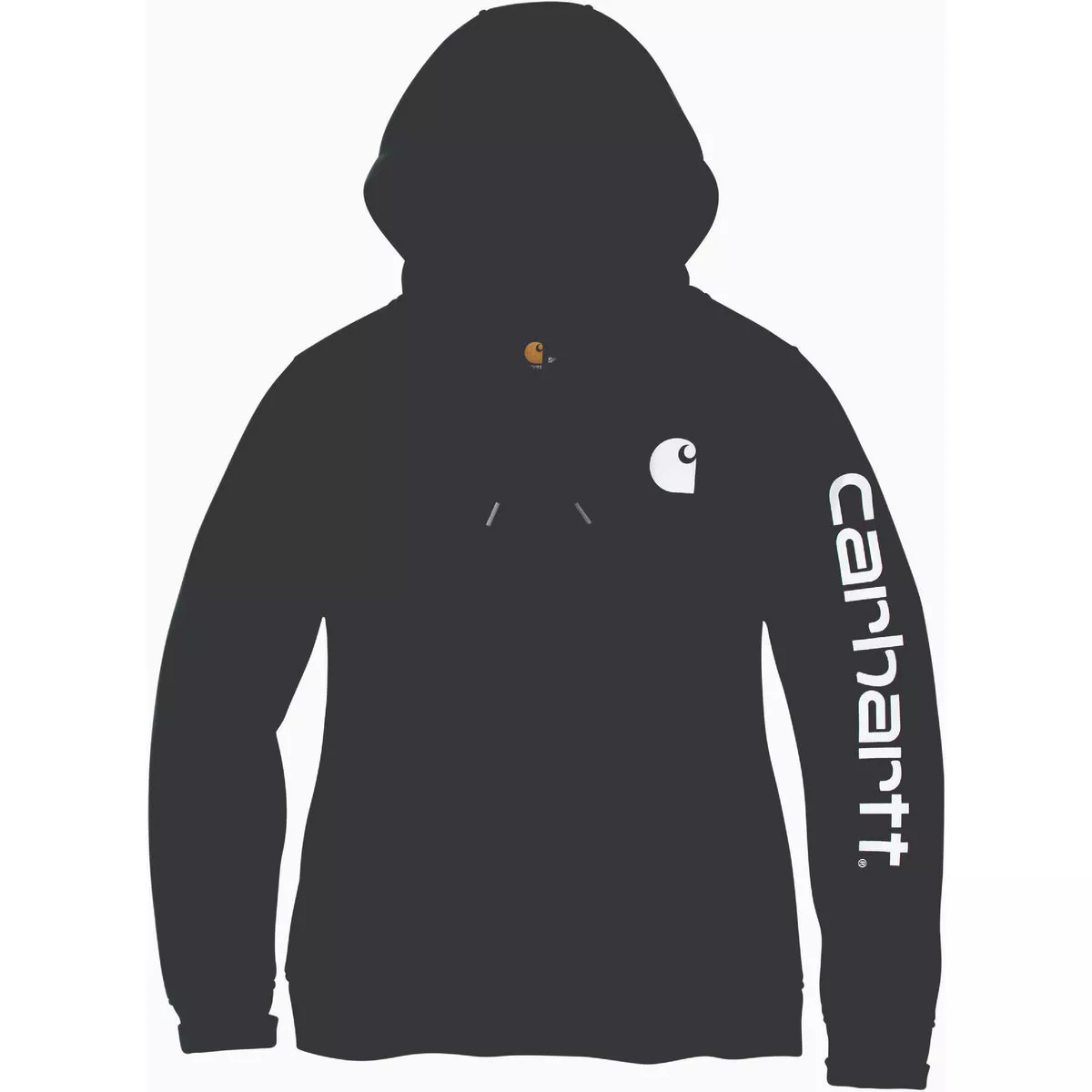 Carhartt Women's XXL Regular Black Midweight Logo Sleeve Graphic Pullover Hooded Sweatshirt, Relaxed Fit
