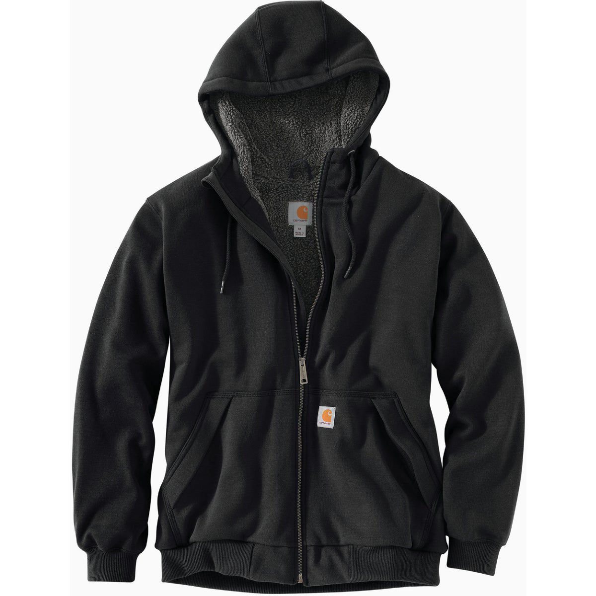 Carhartt Rain Defender Men s XL Tall Black Midweight Sherpa Lined Full Zip Hooded Sweatshirt Relaxed Fit Do it Best