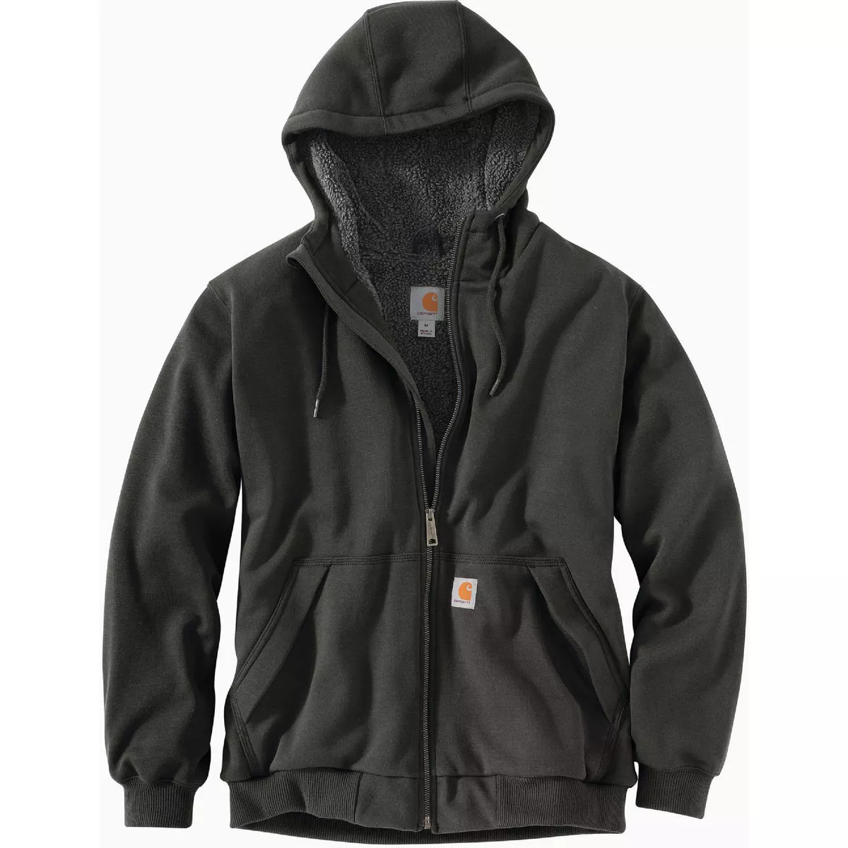 Carhartt Rain Defender Men's XL 2Tall Peat Midweight Sherpa-Lined Full Zip Hooded Sweatshirt, Relaxed Fit