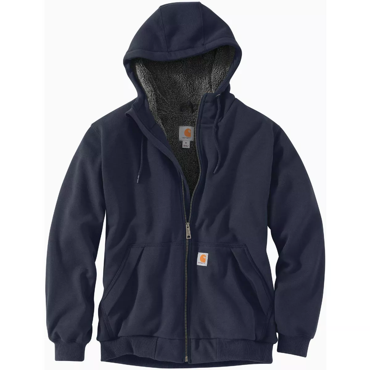 Carhartt Rain Defender Men's XL Tall New Navy Midweight Sherpa-Lined Full Zip Hooded Sweatshirt, Relaxed Fit