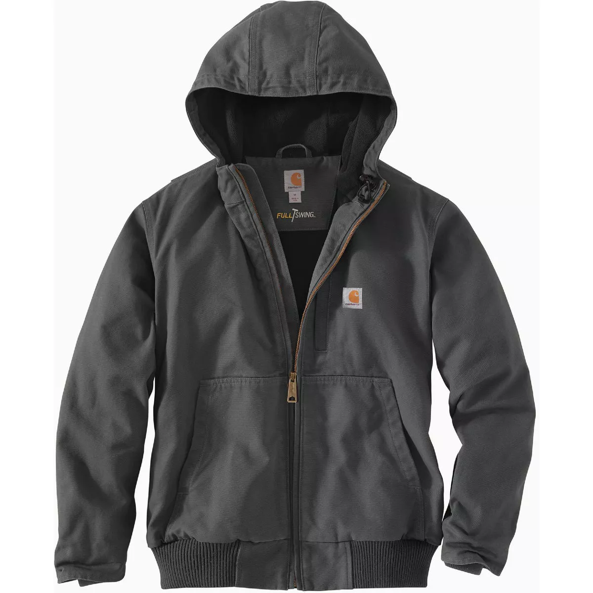 Carhartt Full Swing Men's Large Regular Gravel Washed Duck Fleece-Lined Active Jacket, Loose Fit