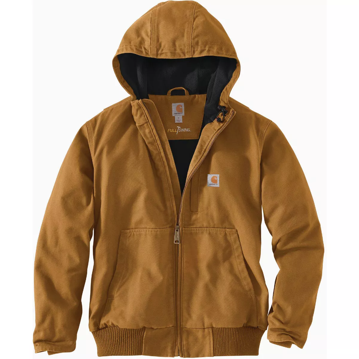 Carhartt Full Swing Men's XL Tall Brown Washed Duck Fleece-Lined Active Jacket, Loose Fit