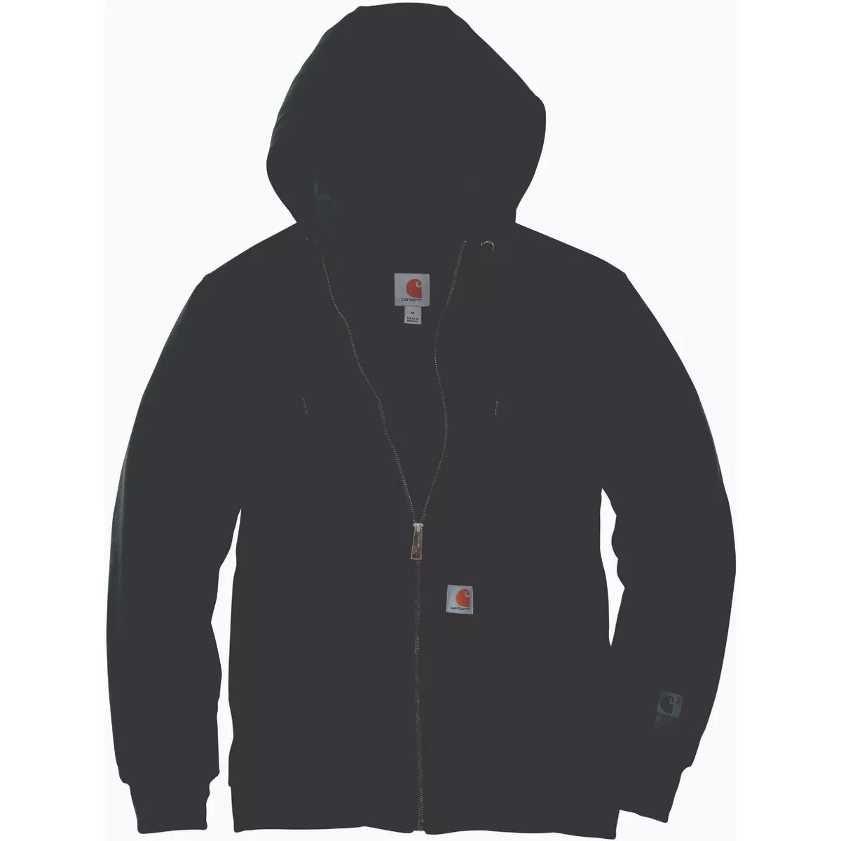Carhartt Rain Defender Men's 2XL Regular Black Midweight Quilt-Lined Full Zip Hooded Sweatshirt, Relaxed Fit