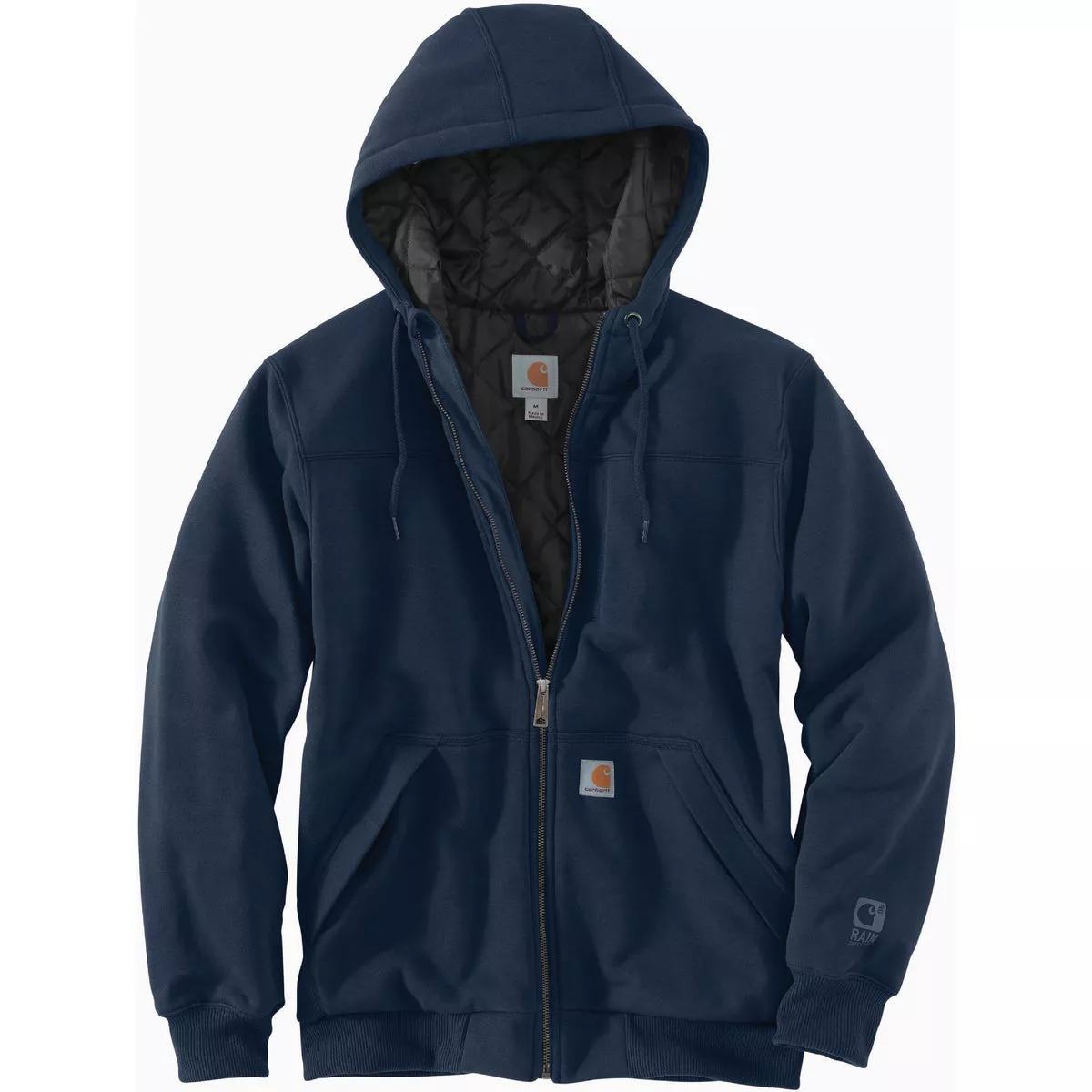 Carhartt Rain Defender Men's 3XL Tall New Navy Midweight Quilt-Lined Full Zip Hooded Sweatshirt, Relaxed Fit