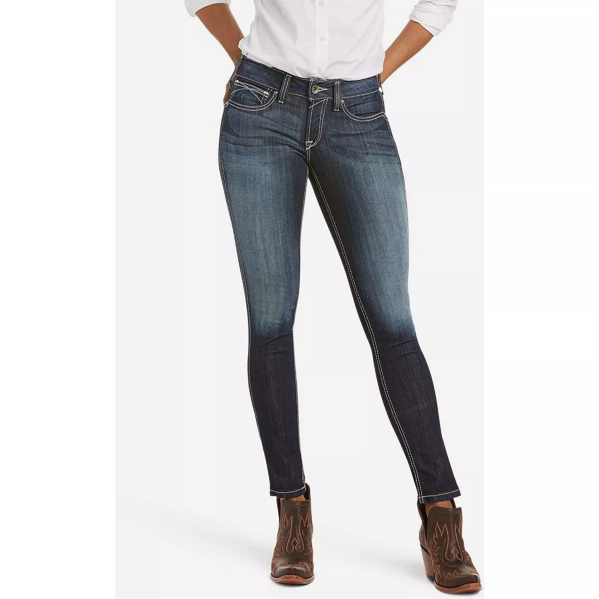Ariat Women's 28 Regular Celestial R.E.A.L. Mid Rise Stretch Outseam Ella Skinny Jean
