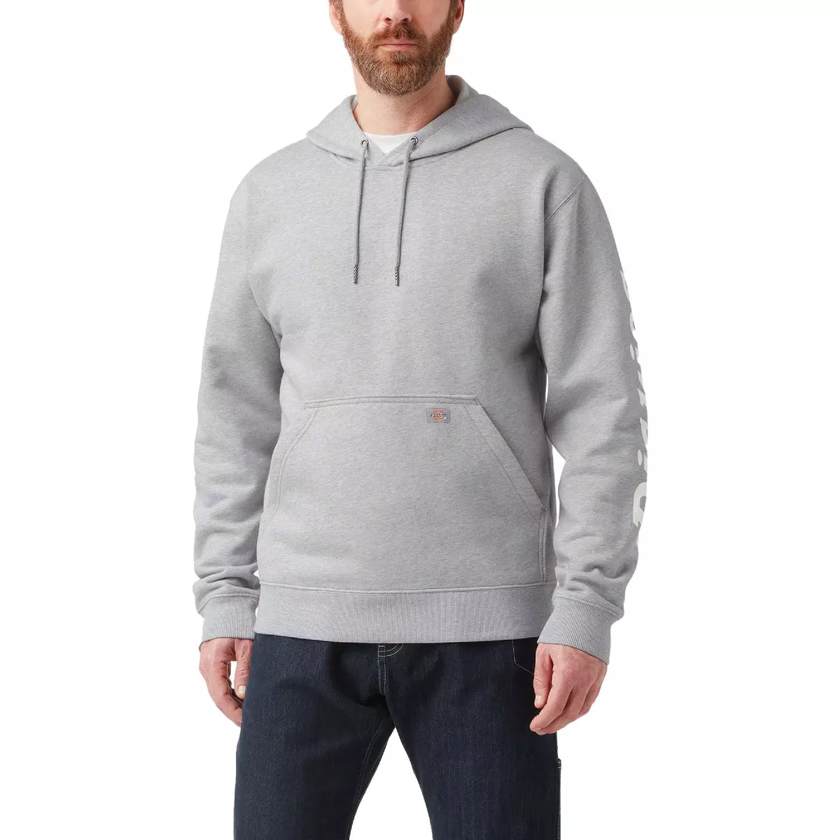 Dickies Men's Medium Heather GrayWater Repellent Logo Sleeve Hoodie