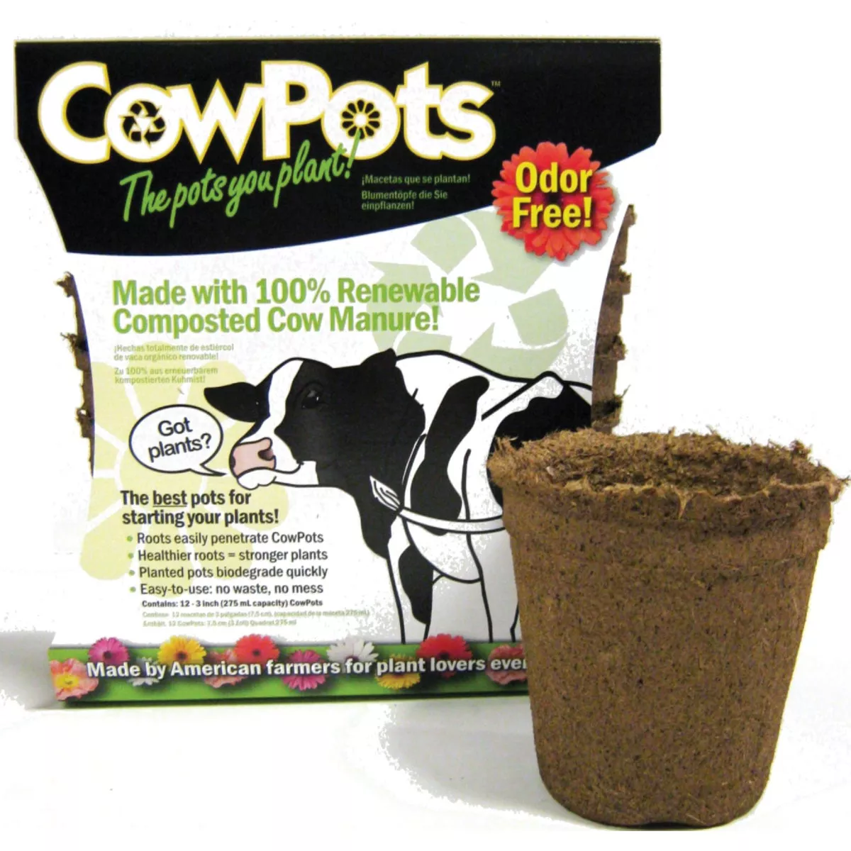Summit CowPots #3 Round Cow Manure Grow Pot (12-Pack)