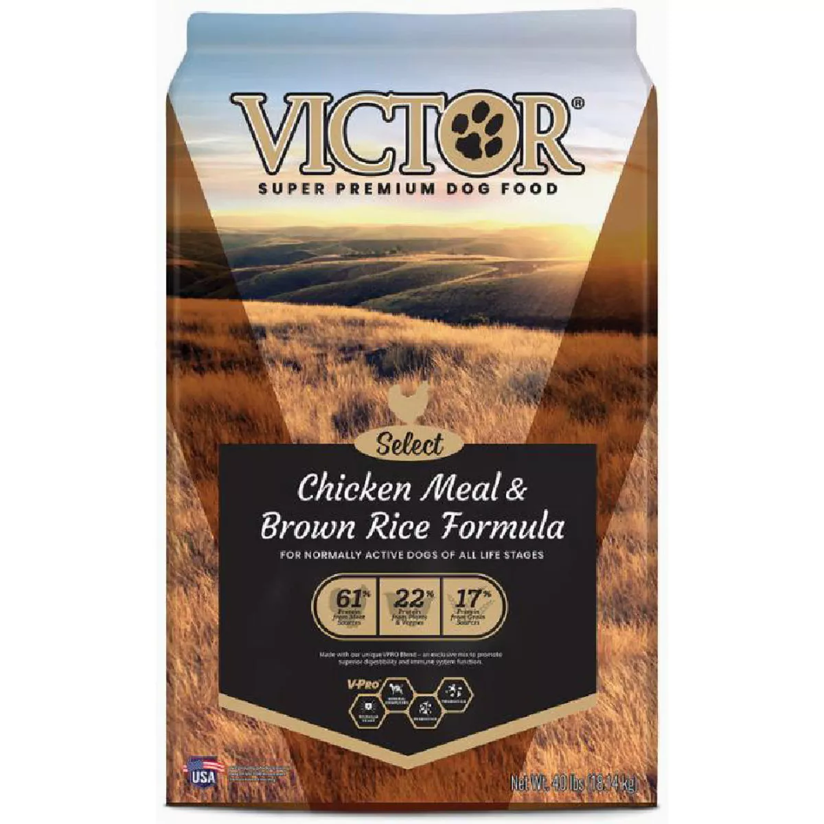 Victor Select 40 Lb. Chicken Meal & Brown Rice Formula Dry Dog Food for Normally Active Dogs-