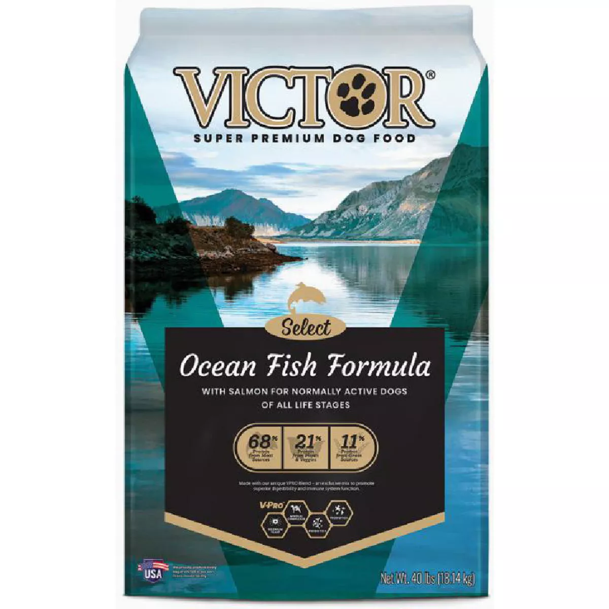 Victor Select 40 Lb. Ocean Fish Formula with Salmon Dry Dog Food for Normally Active Dogs-