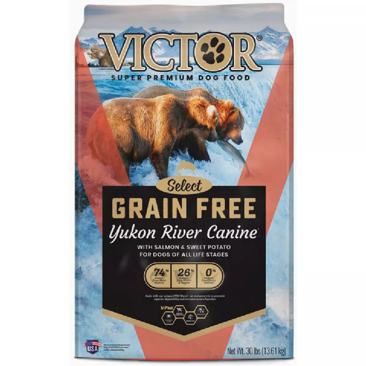 Victor Select Grain Free 30 Lb. Yukon River Canine with Salmon & Sweet Potato Dry Dog Food for Dogs of All Life Stages