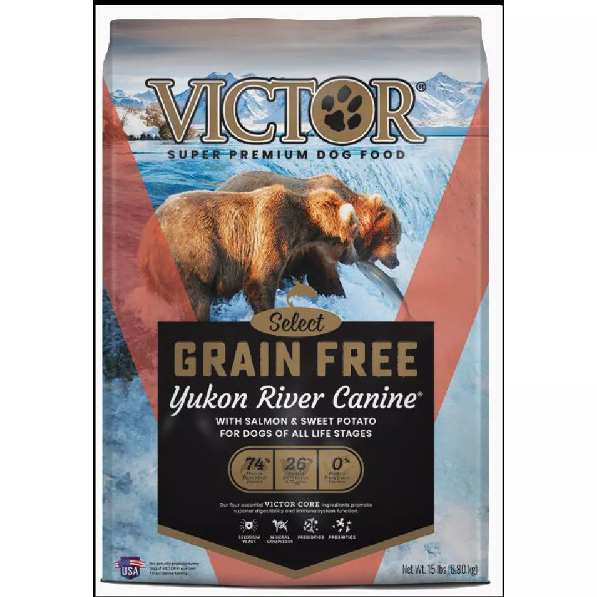 Victor Select Grain Free 15 Lb. Yukon River Canine with Salmon & Sweet Potato Dry Dog Food for Dogs of All Life Stages-