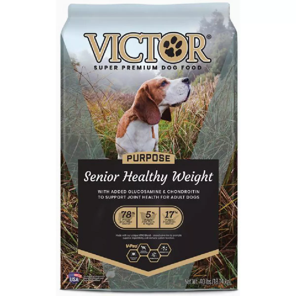 Victor Purpose Senior Healthy Weight 40 Lb. Dry Dog Food with Added Glucosamine & Chondroitin-