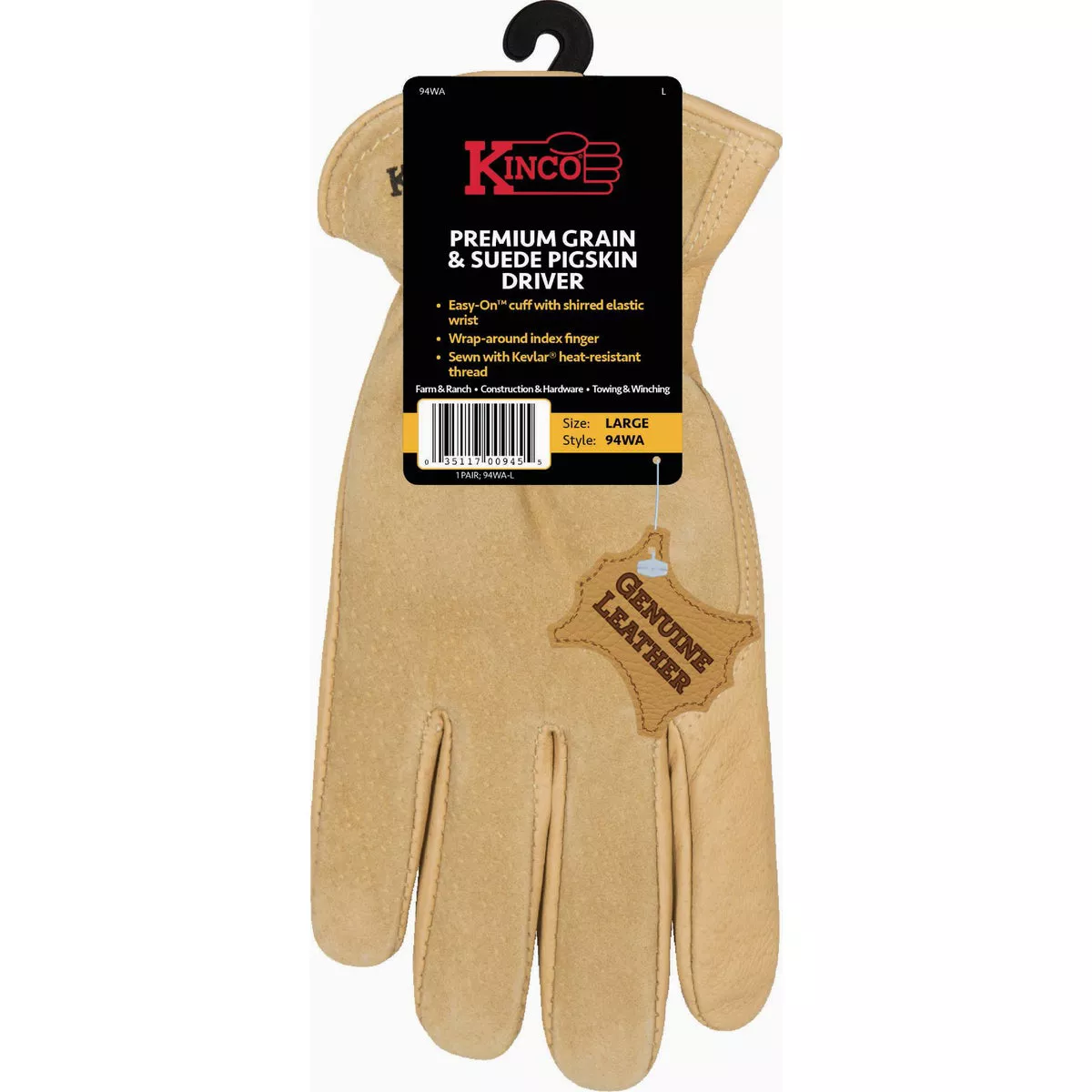 Kinco Men's Medium Premium Grain & Suede Pigskin Driver Glove