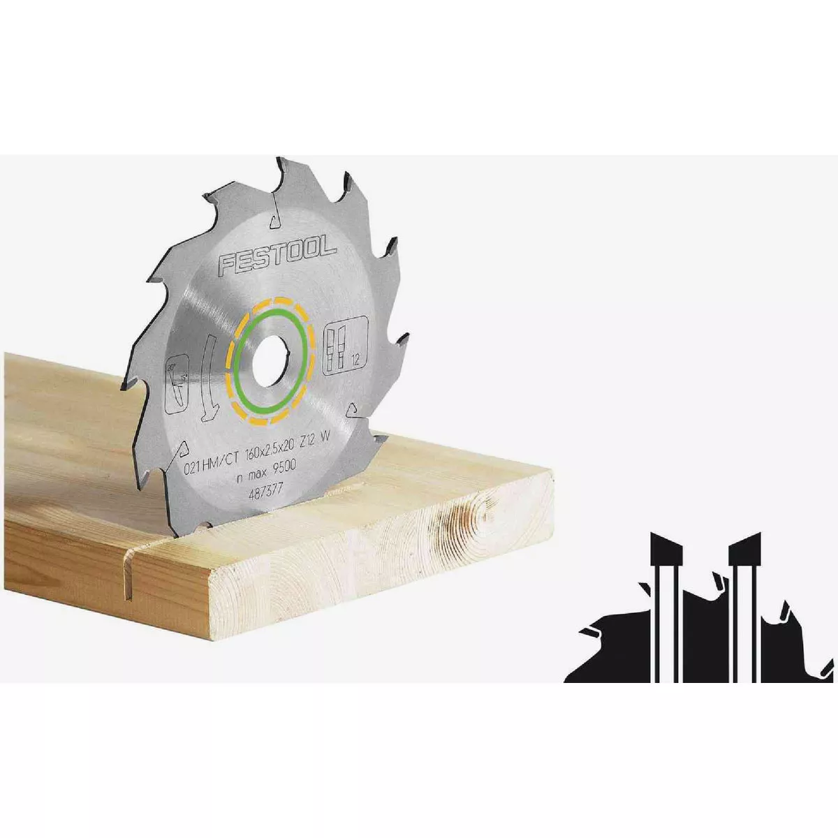 Festool 6-1/4 In. (160mm) HW 160x1,8x20 W18 Circular Saw Blade for Wood Cuts