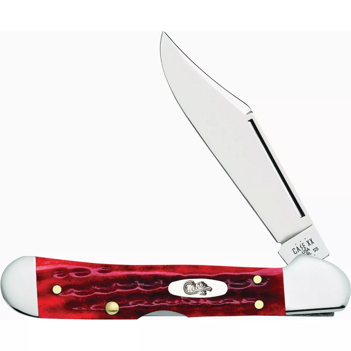 Case Pocket Worn Old Red Bone Mini CopperLock Pocket Knife