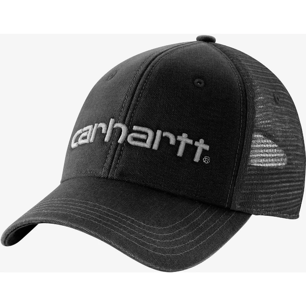 Carhartt Men's Black Adjustable Canvas Mesh-Back Logo Graphic Cap