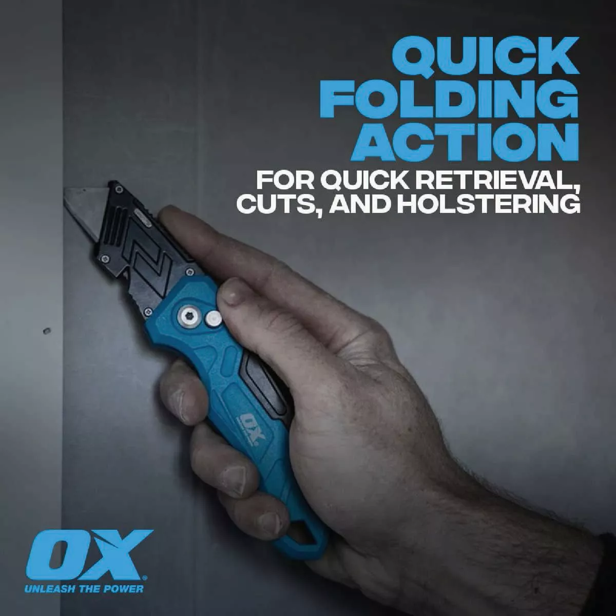 Ox Pro Heavy-Duty Fixed Blade Folding Utility Knife with (3) Blades ...