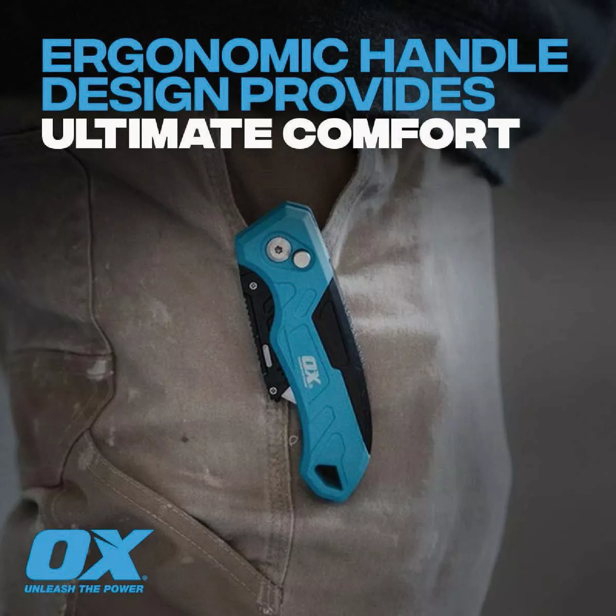 Ox Pro Heavy-Duty Fixed Blade Folding Utility Knife with (3) Blades ...