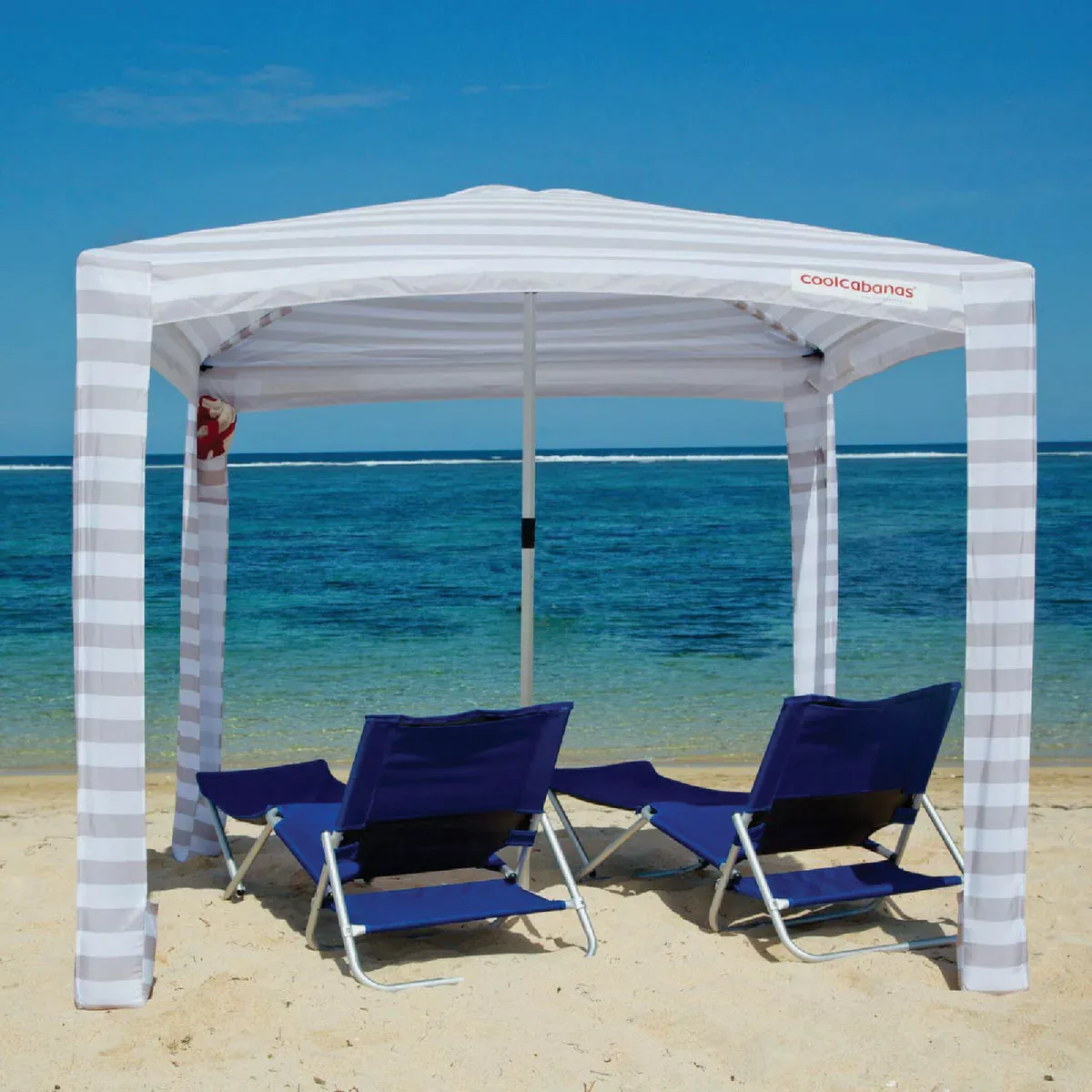 CoolCabana 5 Large Beach Shelter, Beige Stripe - photo 4