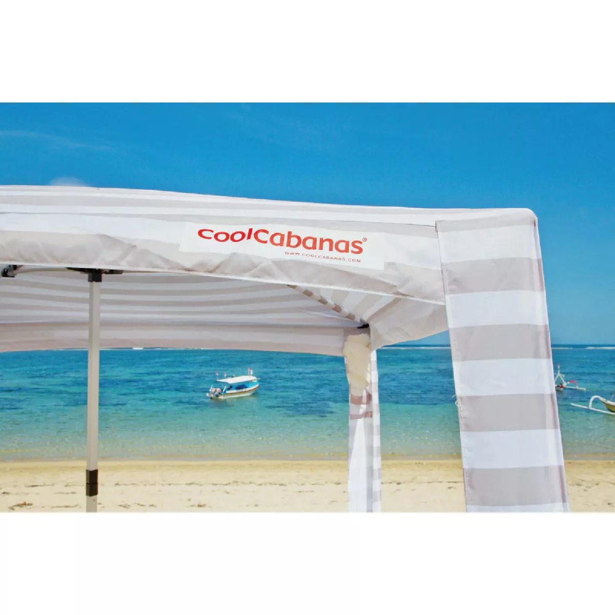 CoolCabana 5 Large Beach Shelter, Beige Stripe - photo 2
