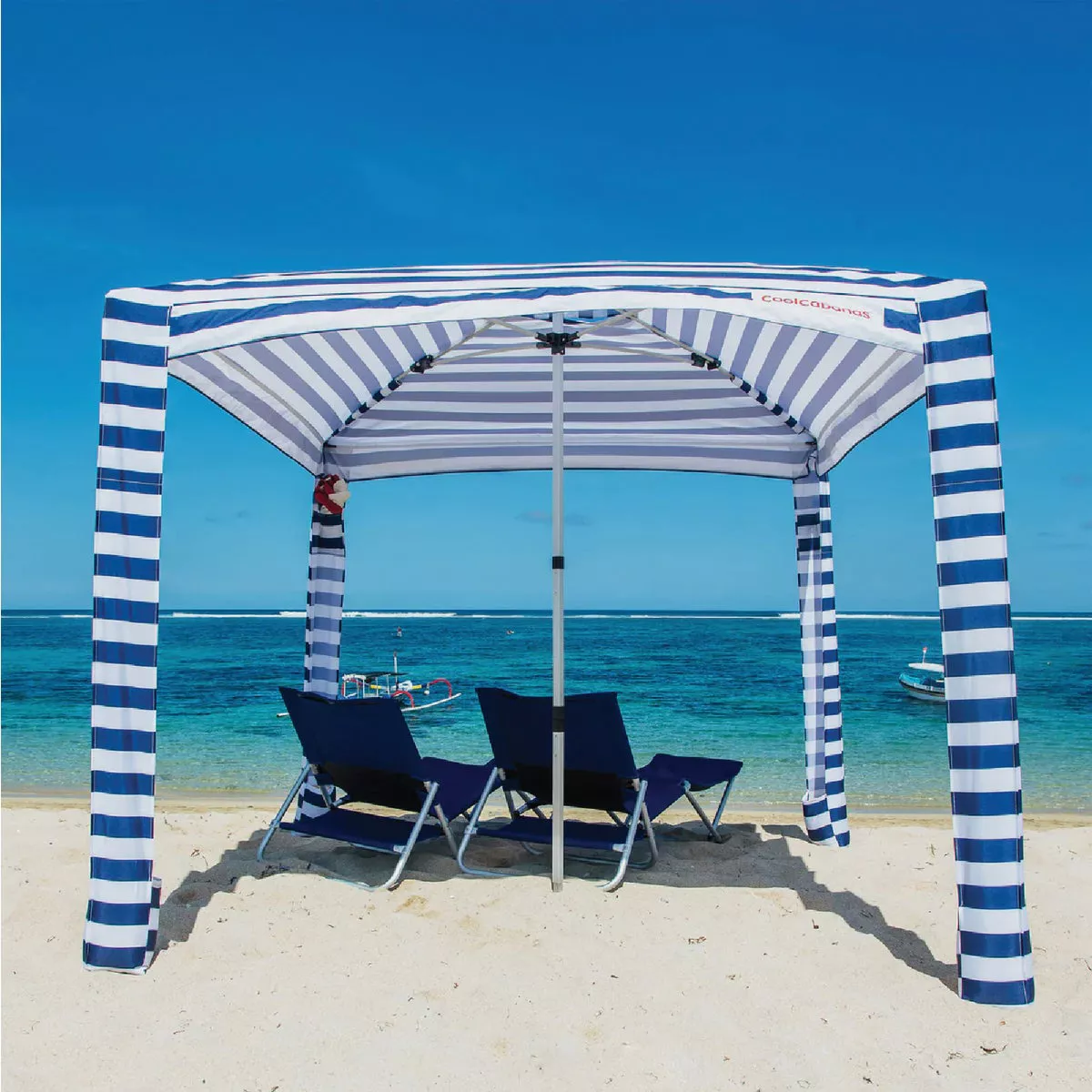CoolCabana 5 Large Beach Shelter, Navy Stripe - photo 4