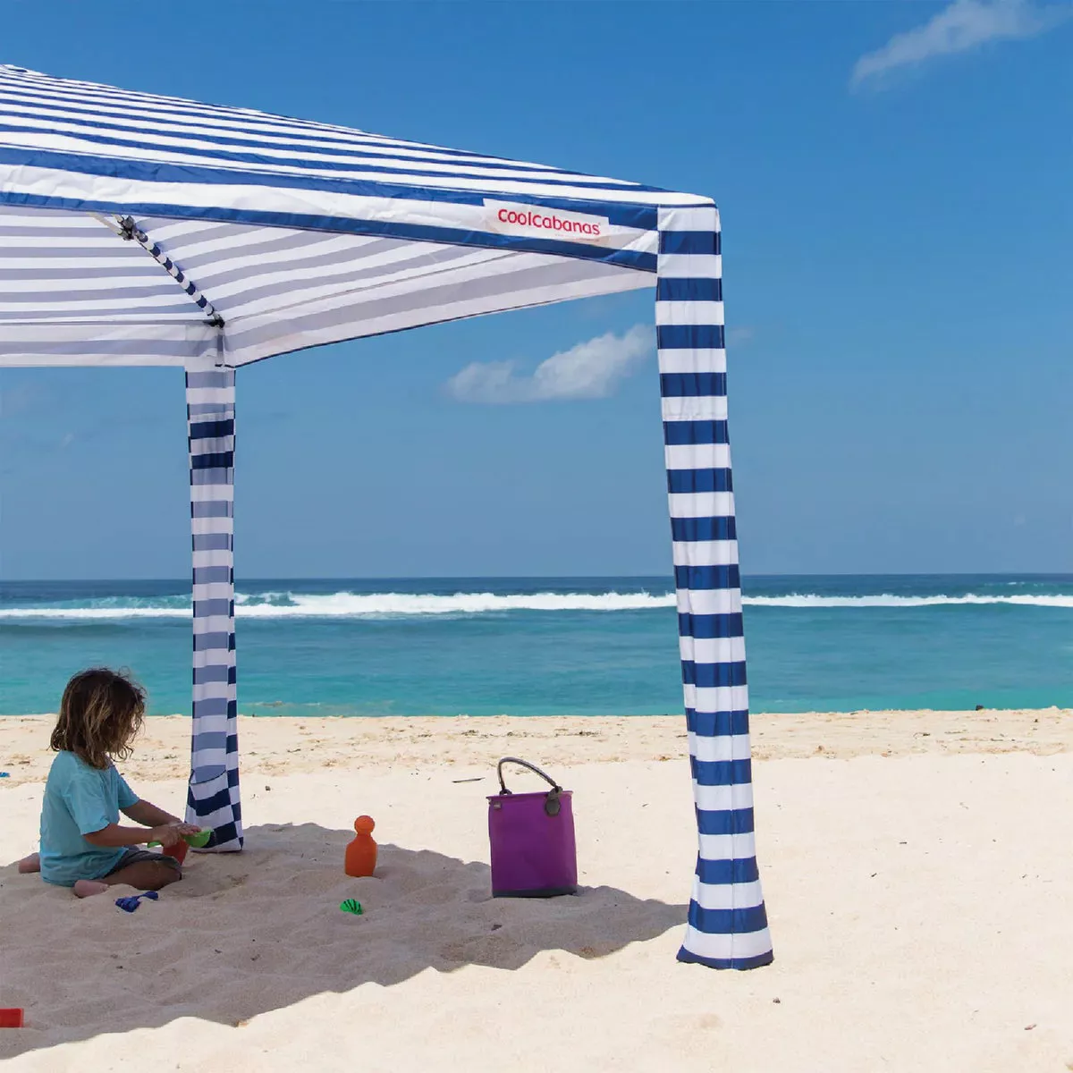 CoolCabana 5 Large Beach Shelter, Navy Stripe - photo 3