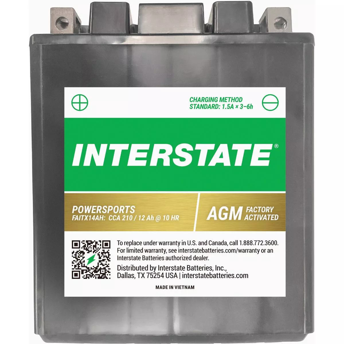 Interstate Batteries 12V 210CCA Motorcycle/Powersport Battery, Top Post
