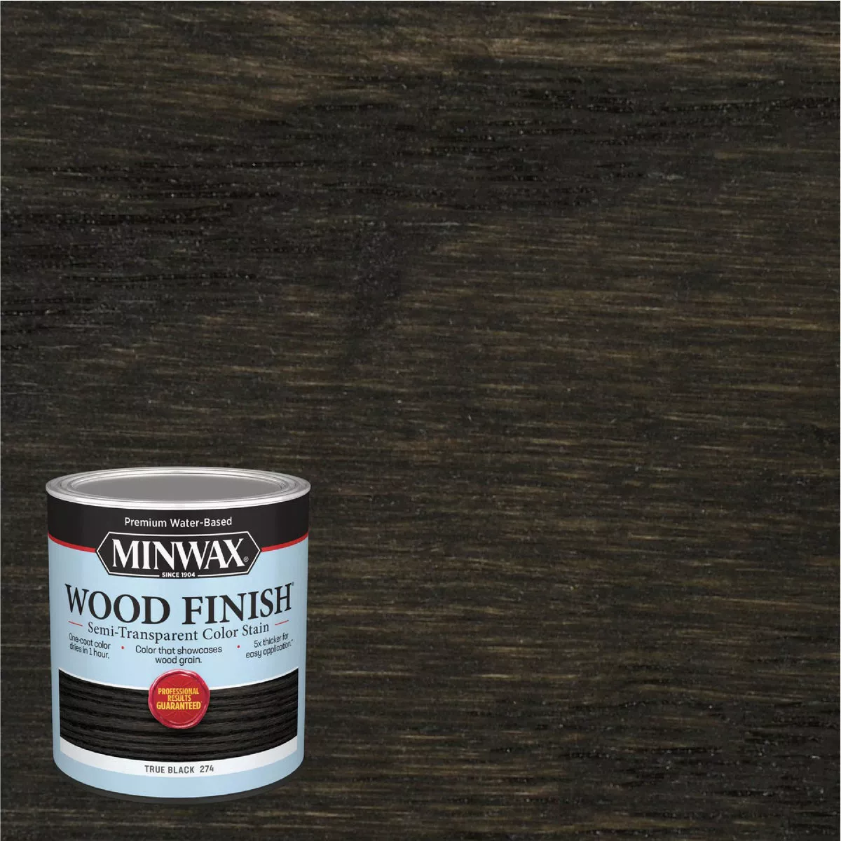 Minwax Wood Finish Water-Based Semi-Transparent Color Stain, True Black, 1 Qt.