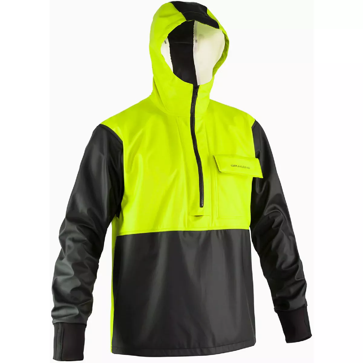 Grundens Men's XL HI Vis Yellow Neptune 103 Hooded Anorak Jacket