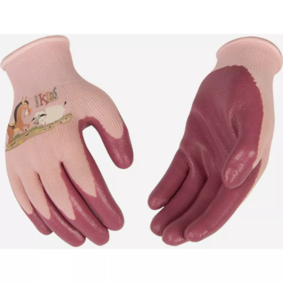 Kinco Kid's Medium Knit Shell & Foam Nitrile Palm Glove, Pink-