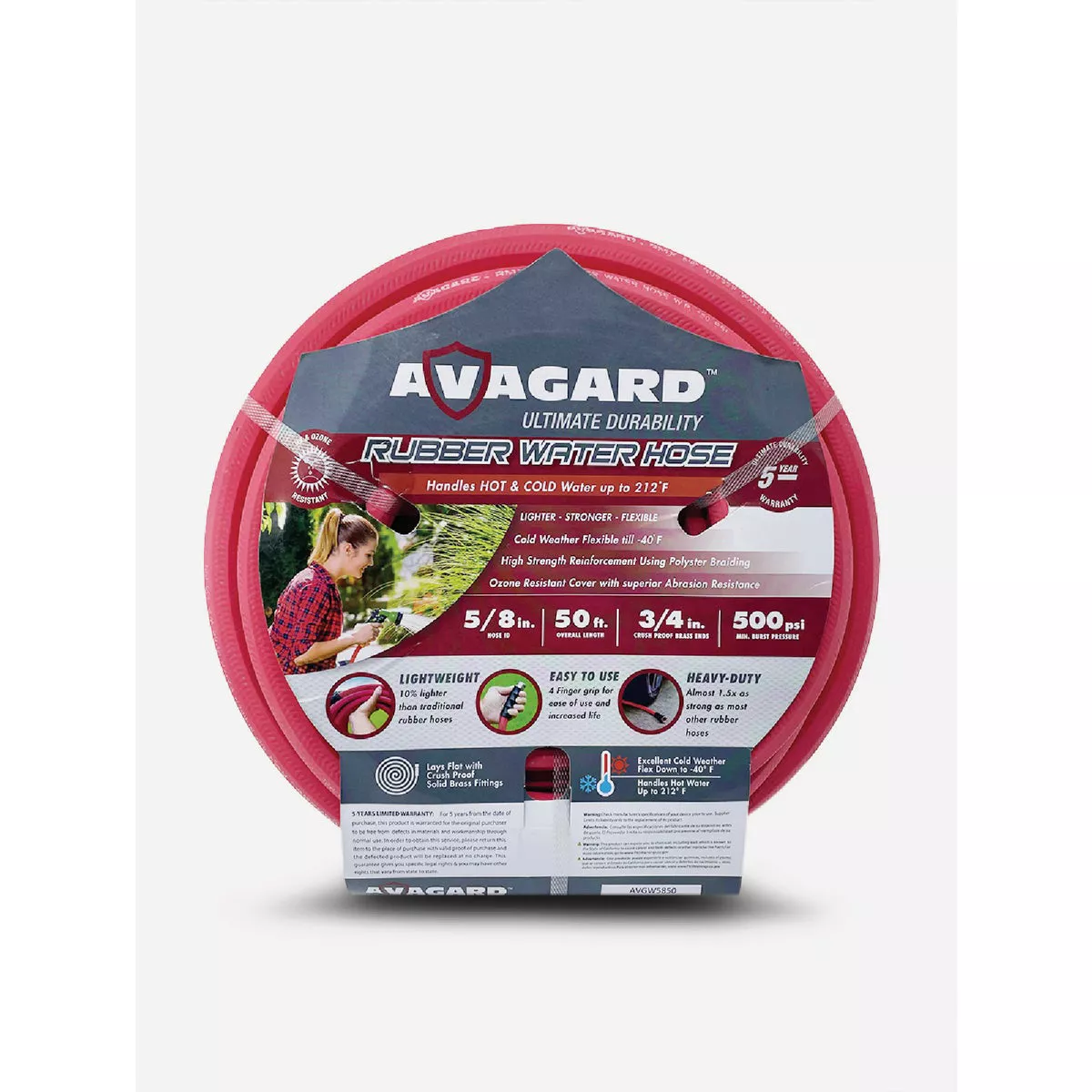 Avagard 5/8 In. x 50 Ft. Heavy Duty Rubber Water Hose