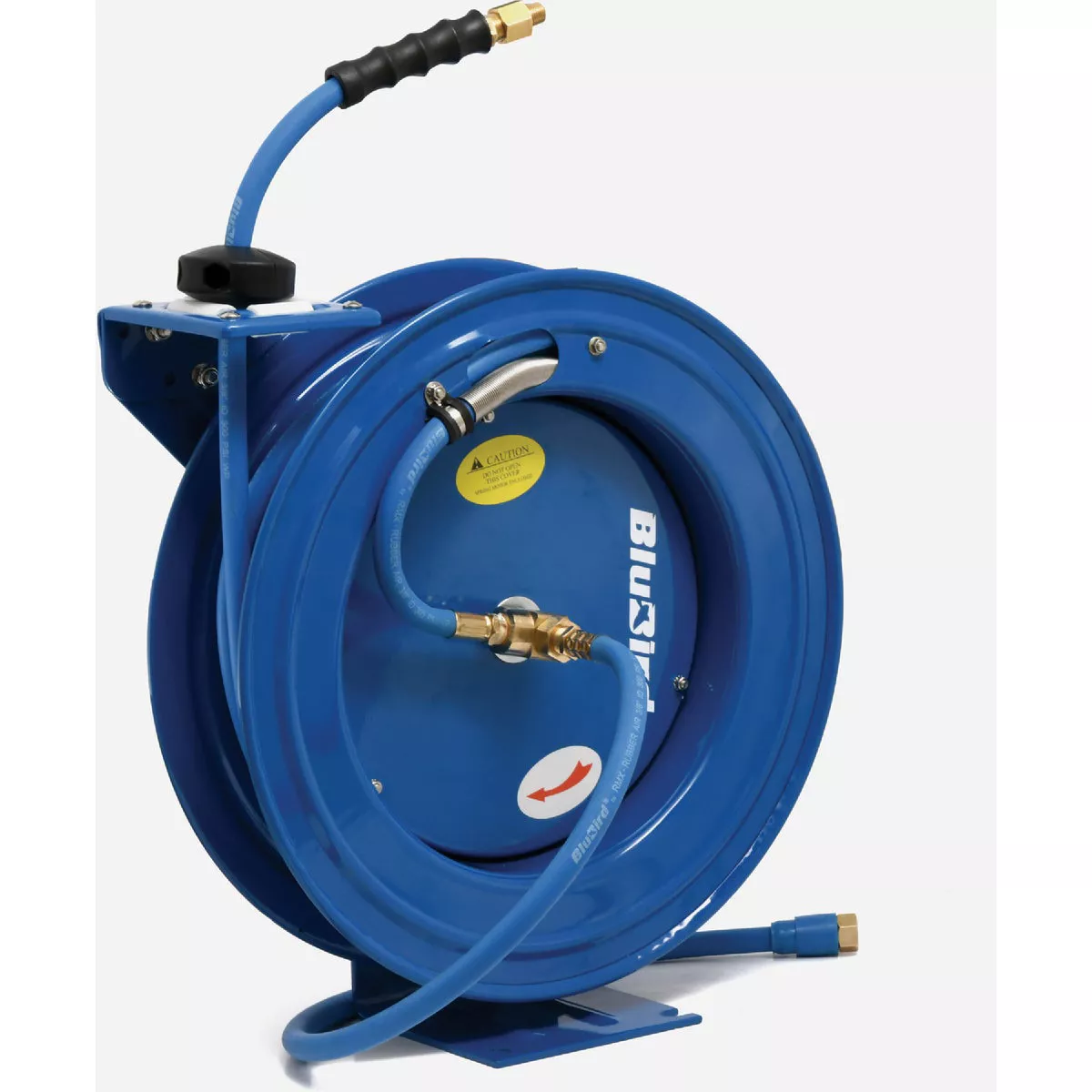 BluBird Air Hose Reel 3/8" x 75' Retractable Heavy Duty Steel Construction with Rubber Hose 300 PSI