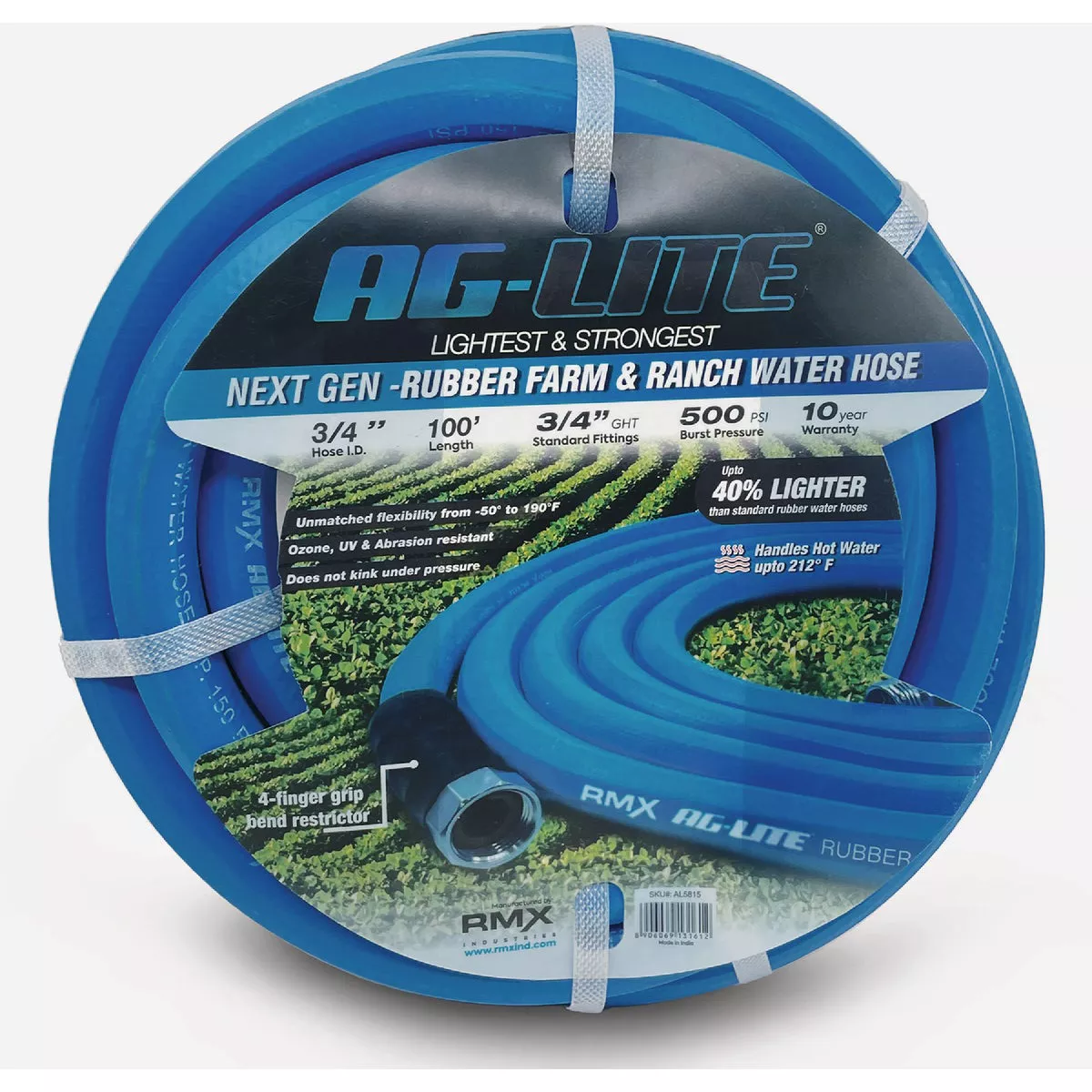 BluBird Ag-Lite 3/4 In. x 100 Ft. Premium Rubber Water Hose