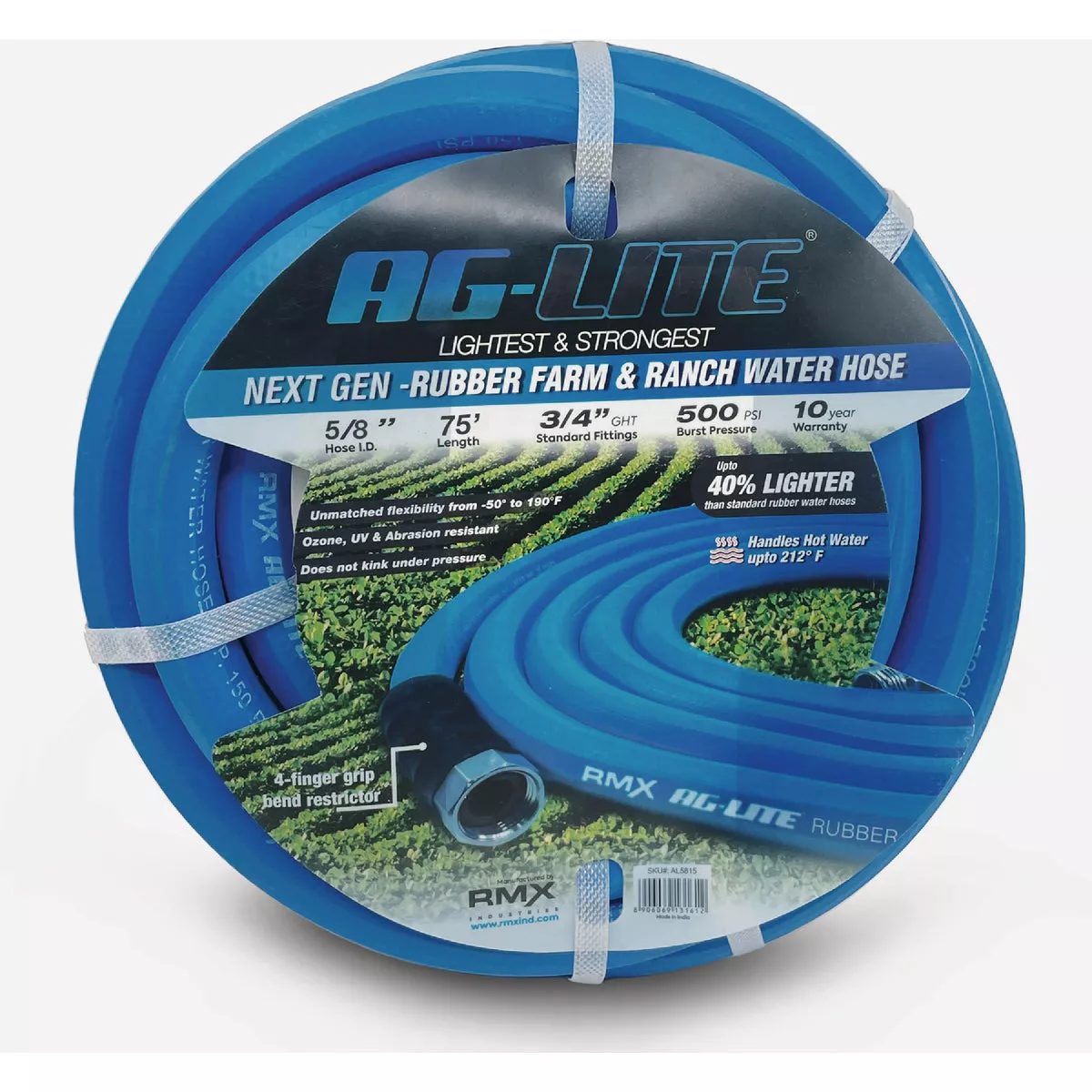 BluBird Ag-Lite 5/8 In. x 75 Ft. Premium Rubber Water Hose