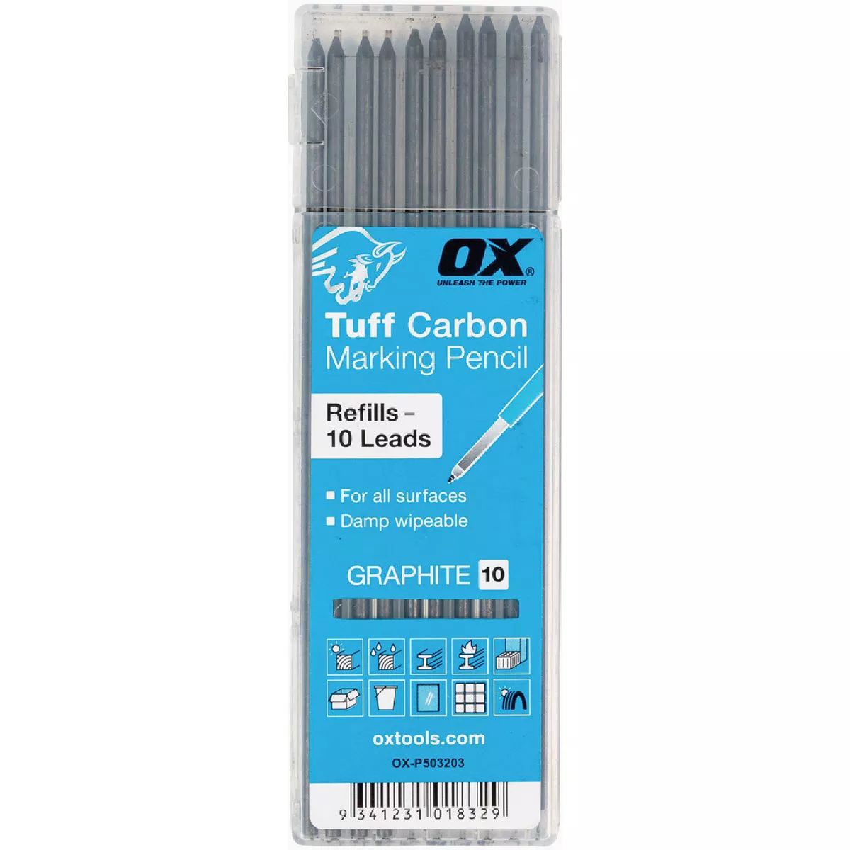 Ox Tuff Carbon Marking Pencil Graphite Leads (10-Pack)-