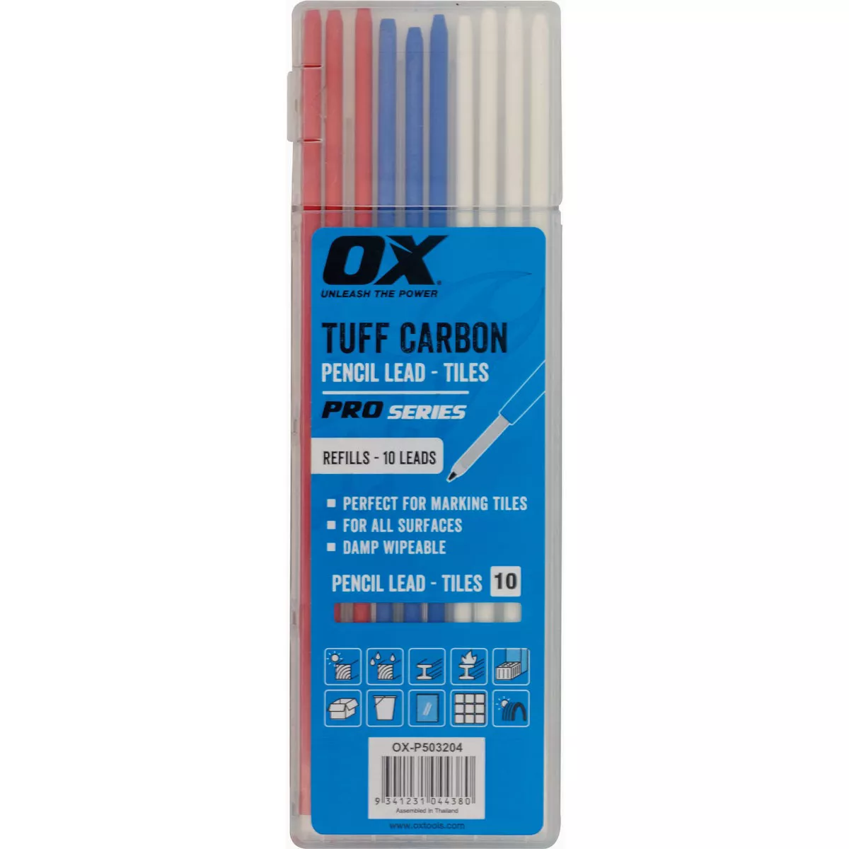 Ox Tuff Carbon Marking Pencil Tiles Leads (10-Pack)-