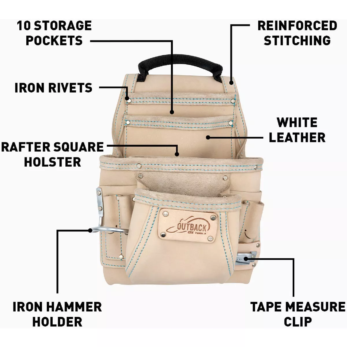 Ox Pro 10-Pocket White Leather Tool Pouch - photo 6