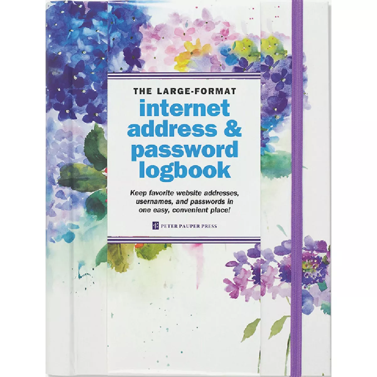 Peter Pauper Hydrangeas Large-Format Internet Address & Password Logbook-