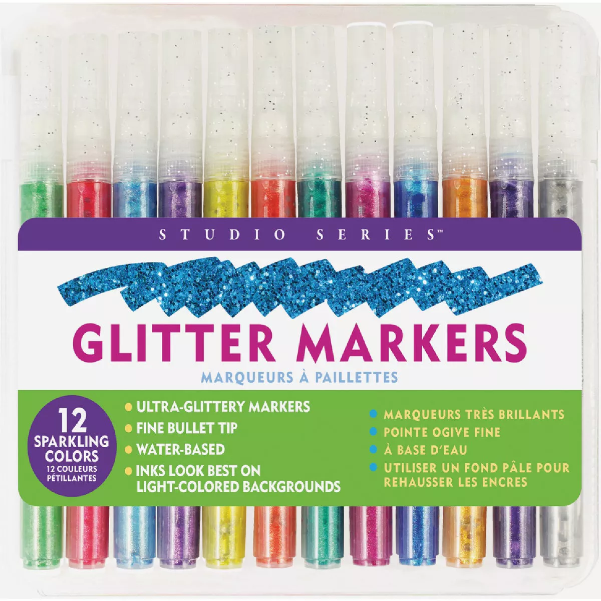Peter Pauper Studio Series Glitter Markers (12-Piece)