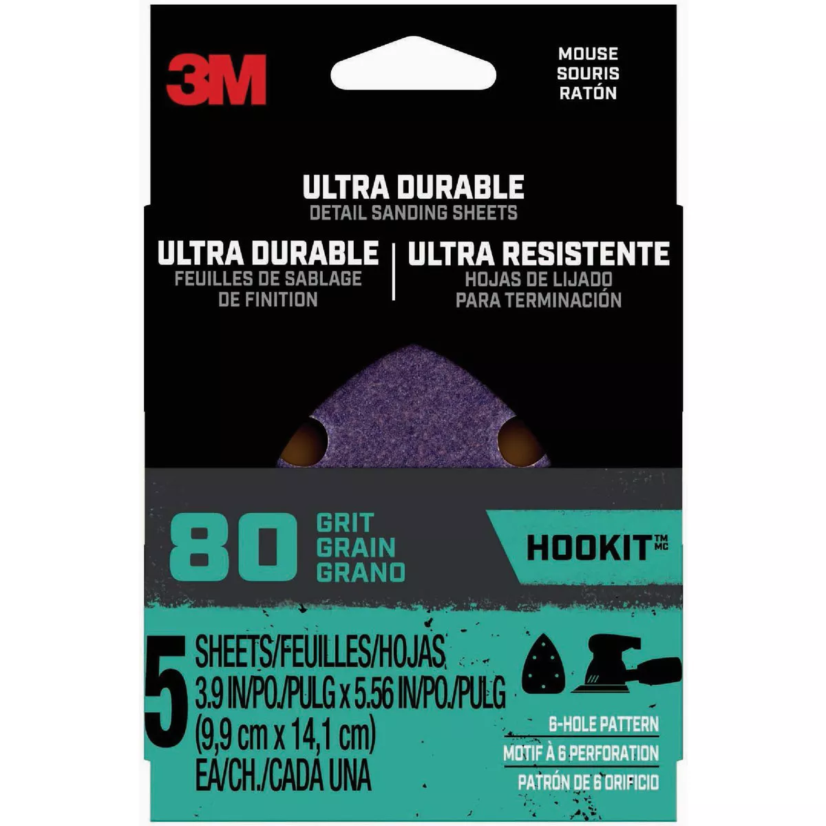 3M 80 Grit Mouse/Detail Sandpaper (5-Pack)