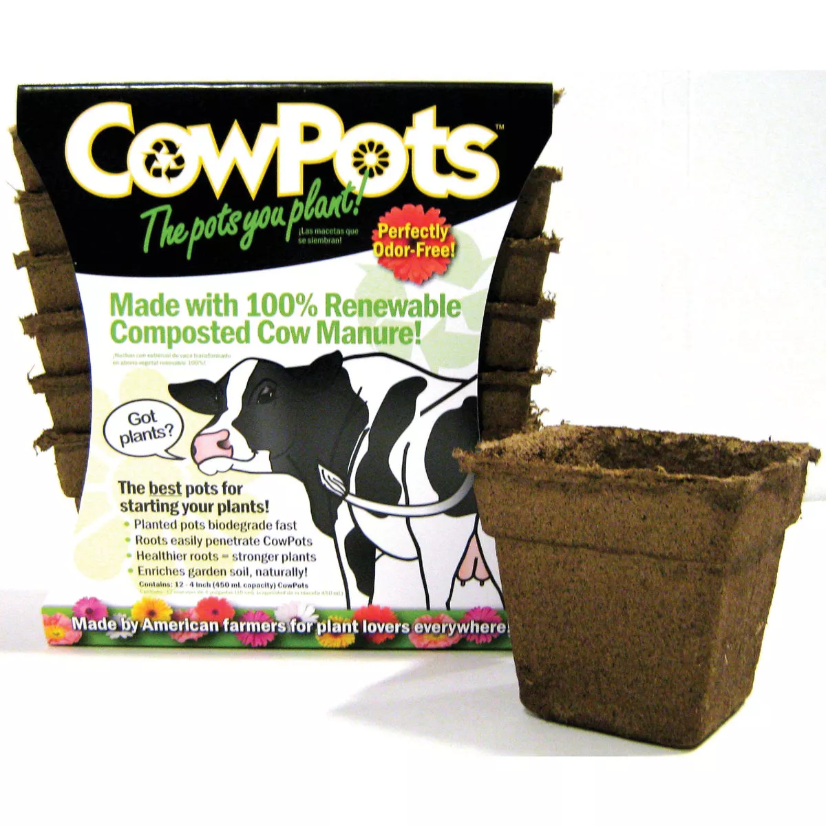 Summit CowPots #4 Square Cow Manure Grow Pot (12-Pack)
