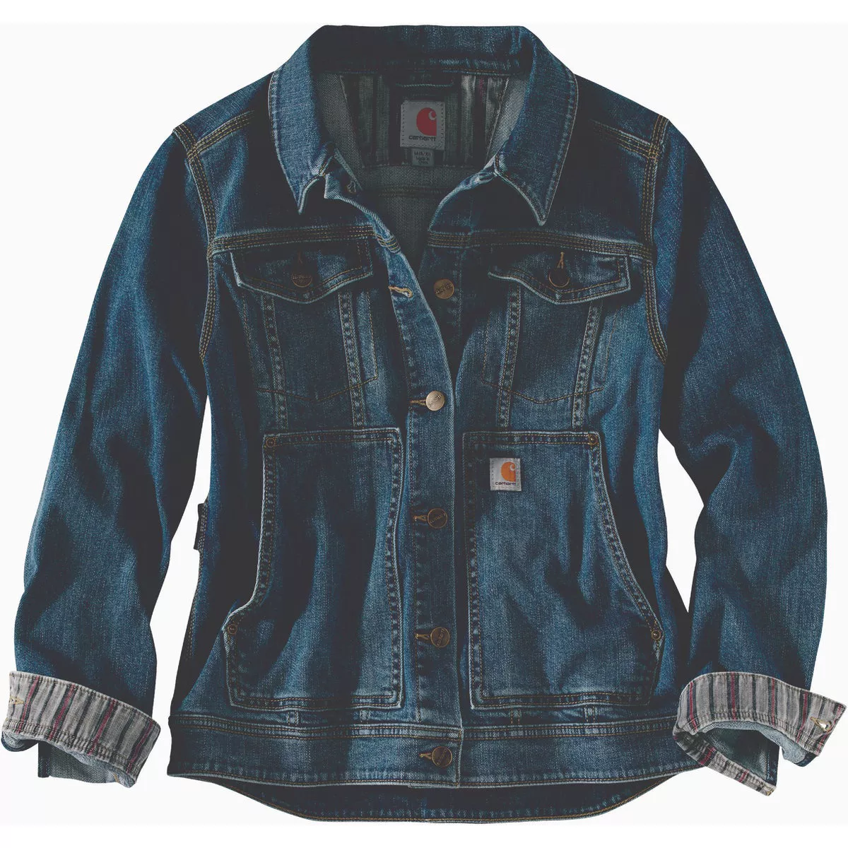 Carhartt Women's Medium Regular Stonewash Rugged Flex Denim Jacket, Relaxed Fit