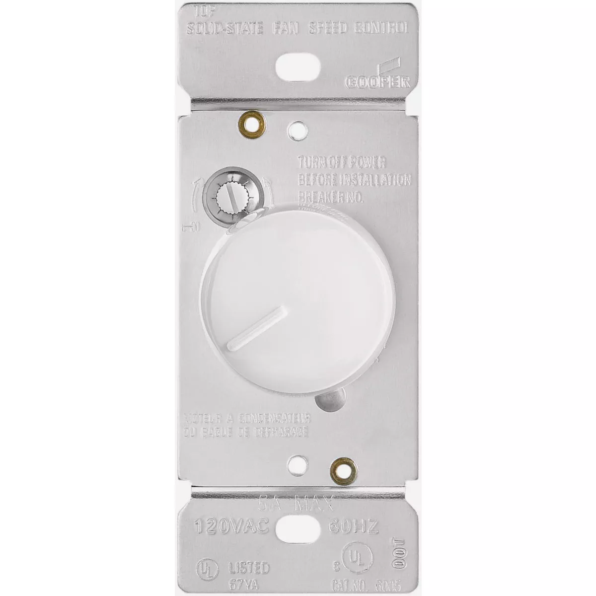 Eaton 5A Rotary Fan Control Switch, White