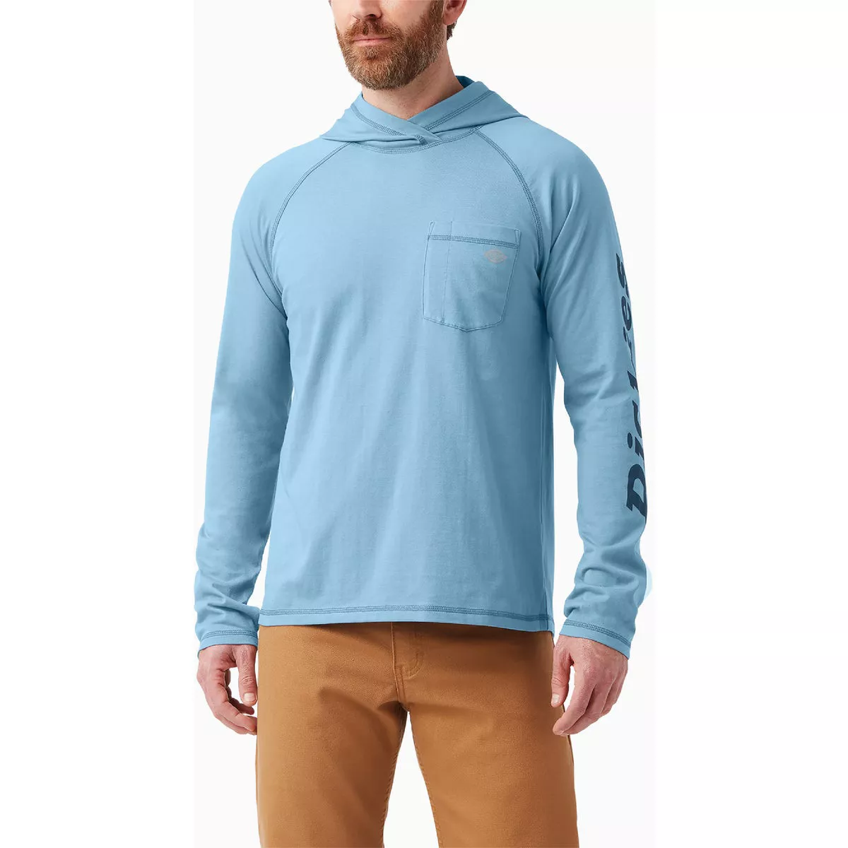 Dickies Men's Medium Dusty Blue Cooling Performance Long Sleeve Hooded Sun Shirt