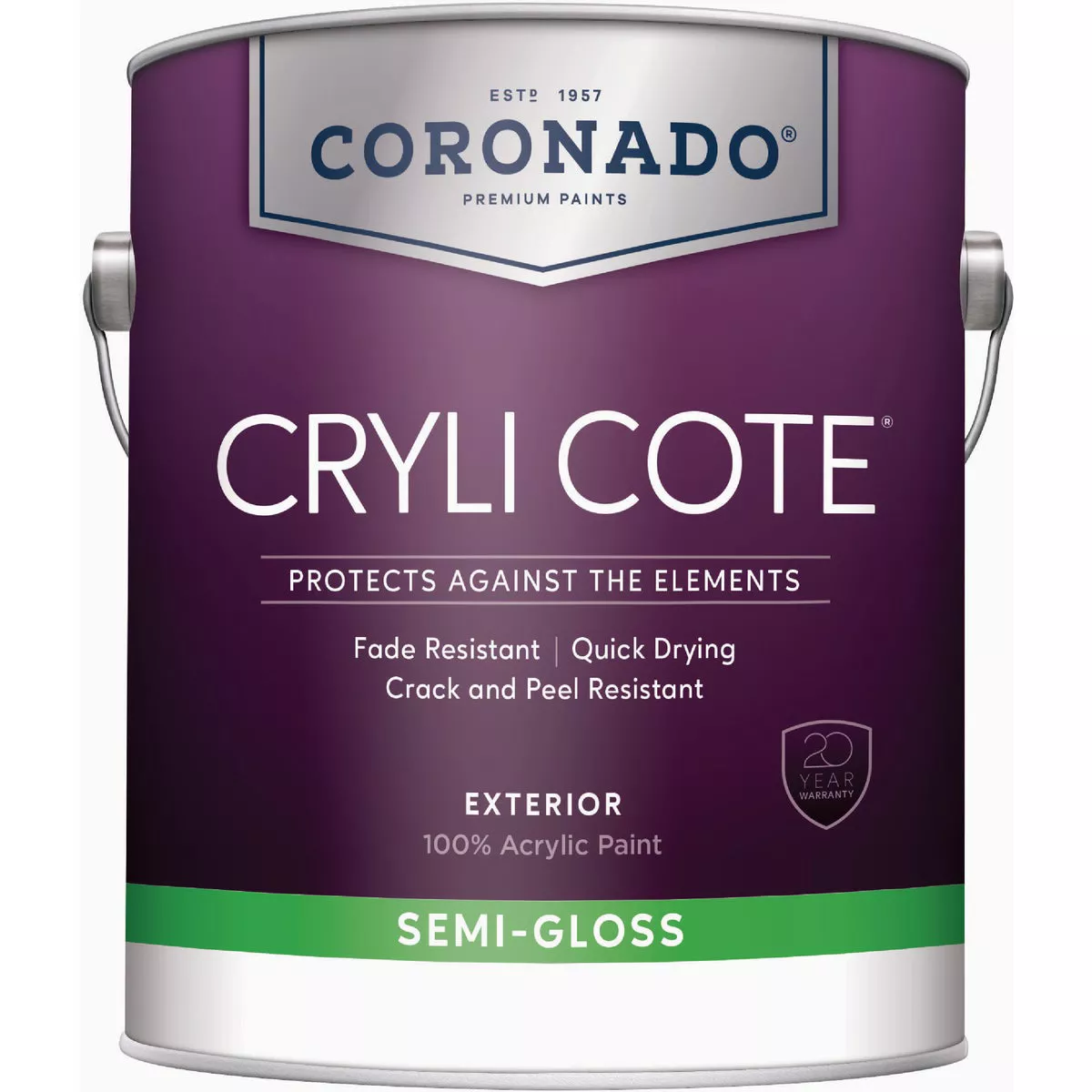 Coronado Cryli Cote Acrylic Semi Gloss Exterior House Paint, Accent Base, 1 Qt.