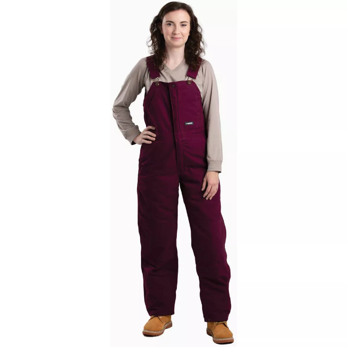 Berne Women's Medium Tall Plum Softstone Duck Insulated Bib Overalls