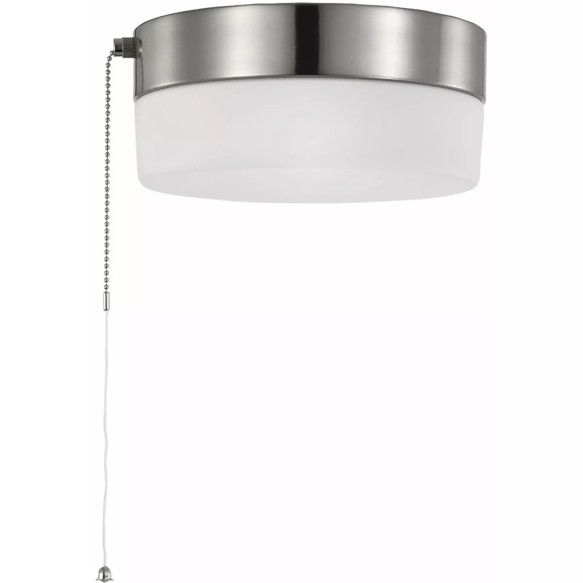 Satco Nuvo 8 In. 60W Equivalent Brushed Nickel LED Flush Mount Drum with Pull Chain Ceiling Light Fixture