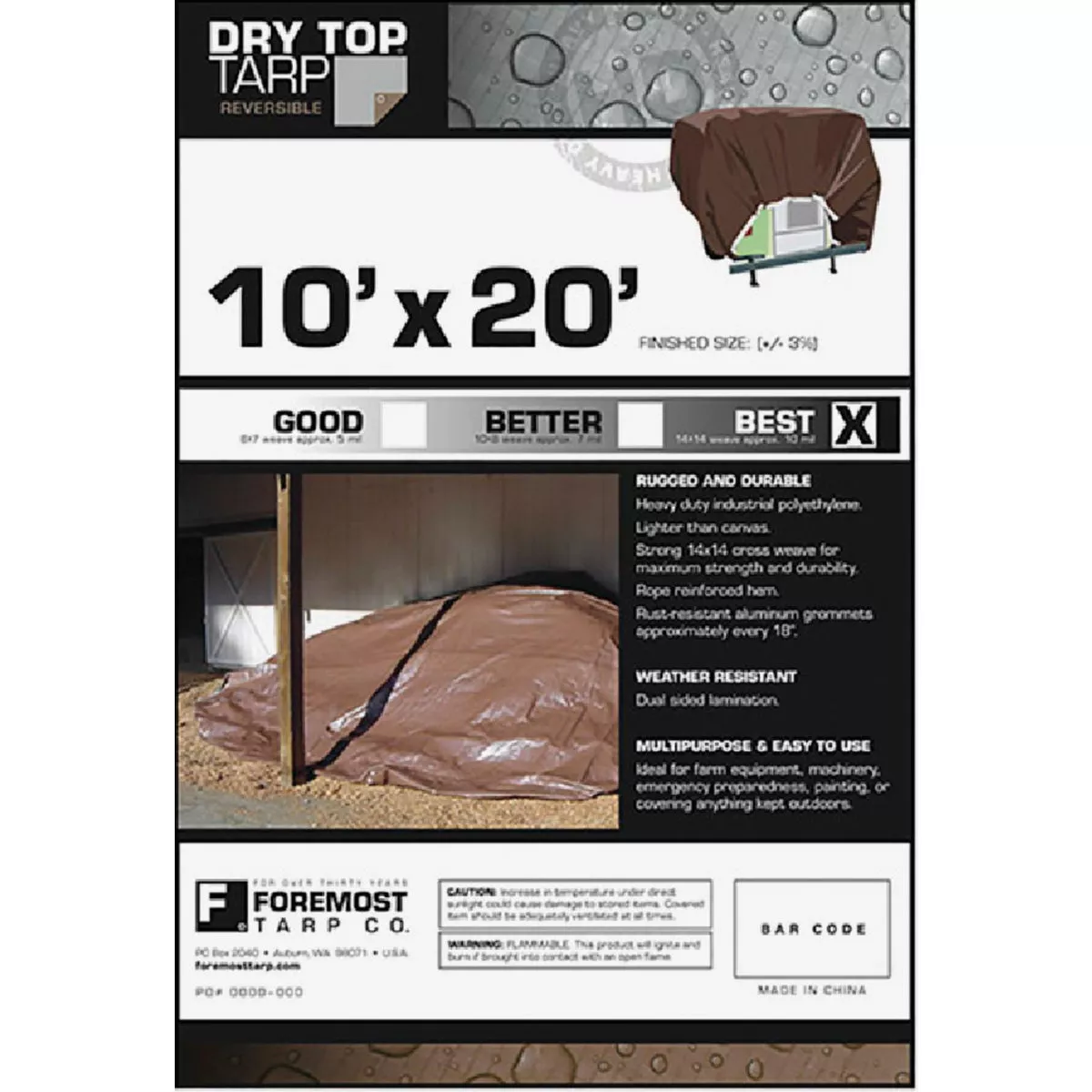 Foremost Dry Top Silver and Brown 10 Ft. x 20 Ft. Poly Tarp, 192-008